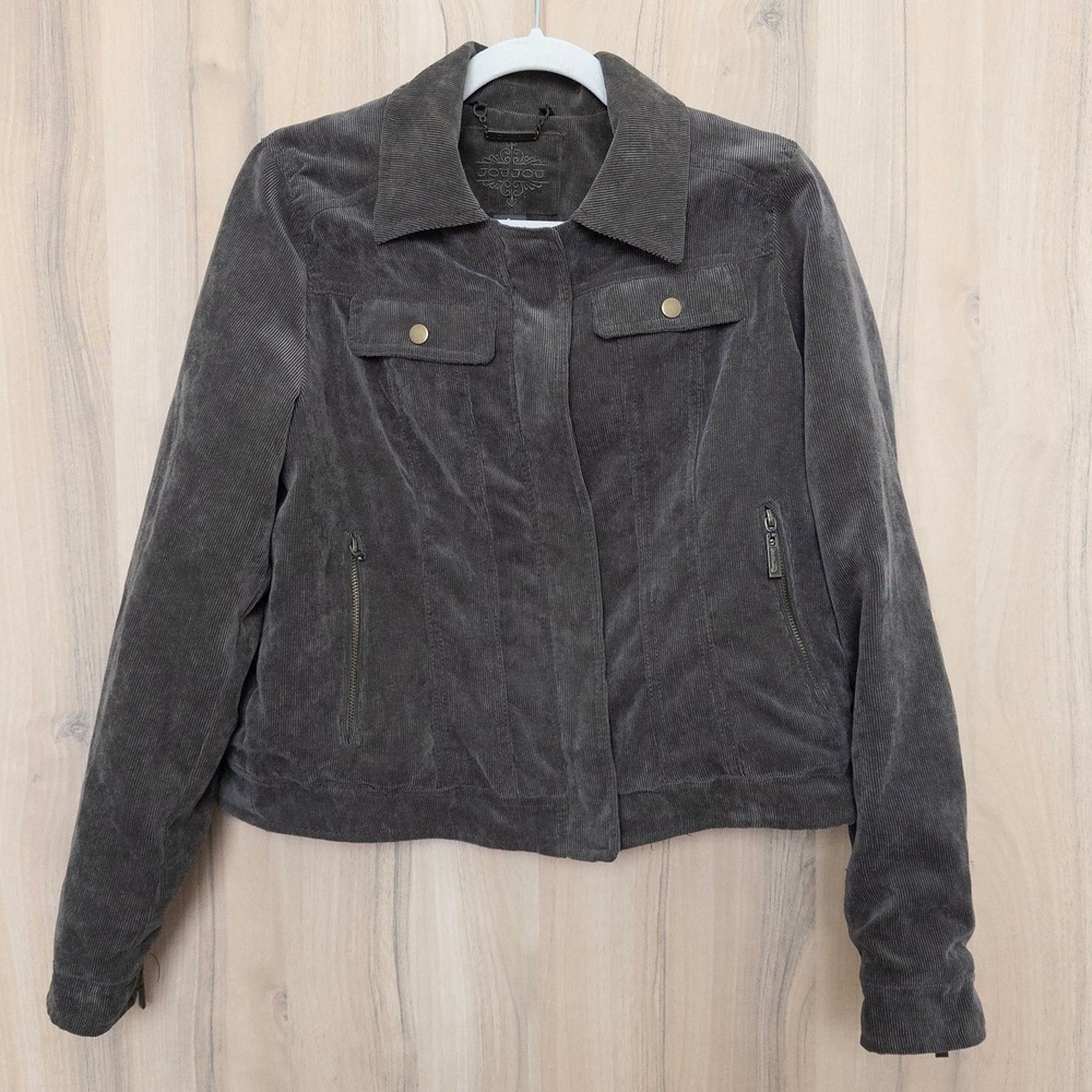 Y2K JouJou Womens Sherpa Lined Corduroy Jacket Size‎ L Brown Ski Cozy